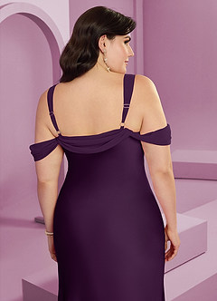 Barbie ♥ Azazie Bridesmaid Dresses Grape Sheath Pleated Stretch Satin Dress image10