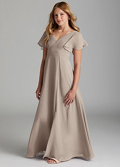 Azazie Kimber Junior Frost A-Line Pleated Chiffon Dress image5