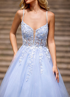 Beadwork Bleu Robe de bal princesse en tulle image5