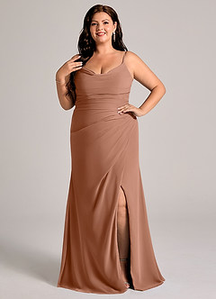 Azazie Deandra Bridesmaid Dresses Bronzer Mermaid Pleated Chiffon Dress image7