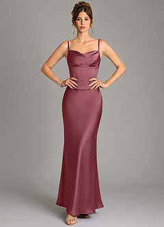 Azazie Reverie Bridesmaid Dresses Desert Rose Mermaid Corset Stretch Satin Dress image3