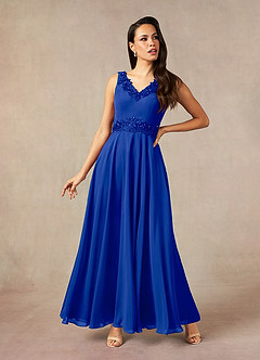Azazie Devana Mother of the Bride Dresses Royal Blue A-Line Sequins Chiffon Dress image3