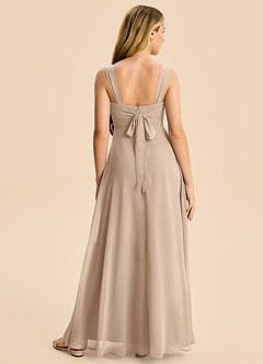 Azazie Elsie Junior A-Linie Herzausschnitt Chiffon Kleid Taupe image2