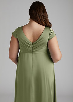 Azazie Allessia vestidos de dama de honor de maternidad Vestido Línea A Plisado Largo hasta el suelo Satén Elástico image12