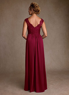 Azazie Amethyst Mother of the Bride Dresses Burgundy A-Line Lace Dress image2