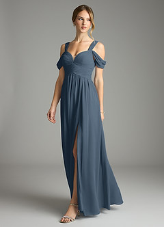 Azazie Lianne Bridesmaid Dresses Neptune A-Line Off the Shoulder Chiffon Dress image4