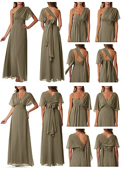 Azazie Fifi Jurken voor bruidsmeisjes Converteerbaar Jurk van Chiffon met A-Lijn Strapless Wilgengroen image10