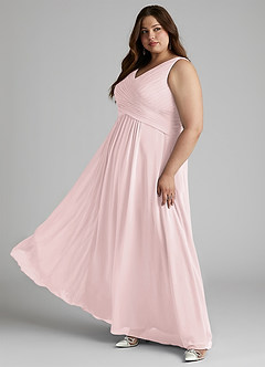 Azazie Flora Abiti da Damigella Abito A-Line in Chiffon Plissettato Rosa Rossore image12