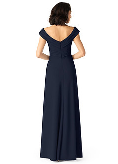 Azazie Evita Vestidos de damas de honor Vestido de Azul Marino Oscuro de Crepé elástico de Corte en A con Vestidos sin tirantes image2
