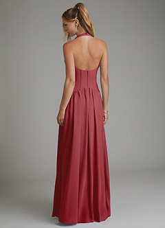Azazie Alicia Bridesmaid Dresses Pomegranate A-Line Pleated Chiffon Dress image6