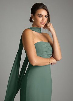 Azazie Saylor Abiti da Damigella Abito Sirena in Chiffon Senza Cinturino Muschio Marino image2