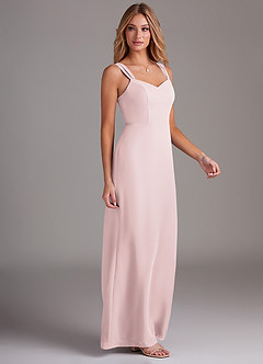 Azazie Denice Jurken voor bruidsmeisjes Jurk van Chiffon met Kolom Geplooid Blozend Roze image5