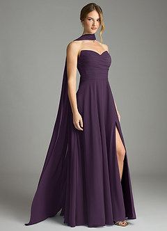 Azazie Ayla Abiti da Damigella Abito A-Line in Chiffon Scollo a Cuore Prugna image2