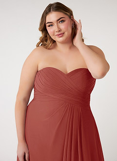 Azazie Arabella Allure Bridesmaid Dresses Terracotta A-Line Sweetheart Neckline Chiffon Convertible Dress image18