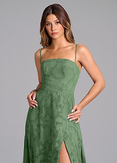 Azazie Wren Bridesmaid Dresses Eucalyptus A-Line Strapless Floral Burnout Dress image2