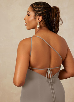 Christian Siriano Bridal for Azazie 1003 Bridesmaid Dresses Taupe Sheath One Shoulder Chiffon Dress image16