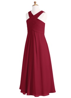 Azazie Kaleigh Junior Burgundy A-Line Pleated Chiffon Dress image8