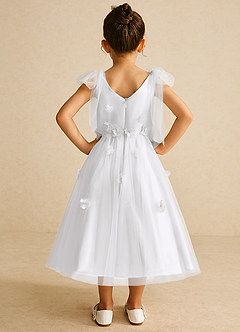 Azazie Minia Flower Girl Dresses White A-Line Bow Matte Satin Dress image6