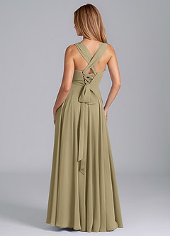 Azazie Darana Brautjungfernkleider A-Linie Korsett Chiffon Kleid Moosgrün image7