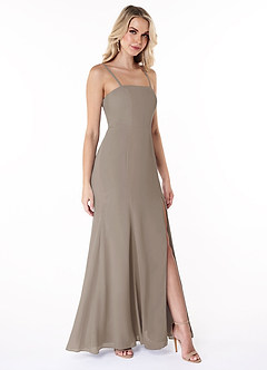 Azazie Cosette Bridesmaid Dresses A-Line Side Slit Chiffon Floor-Length Dress image4