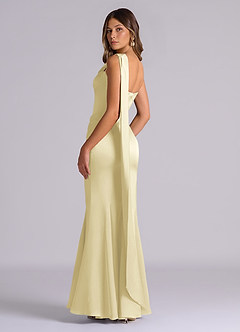 Azazie Inara Brudtärnklänningar Klä av Sjöjungfru i Stretch Satin Plisserad Citronsorbet image6