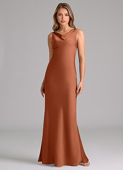 Azazie Allettie Brautjungfernkleider Meerjungfrau-Linie Stretch-Satin Kleid Zedernrose image6