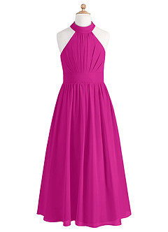 Azazie Iman Junior A-Linie Plissee Chiffon Kleid Fuchsia image5