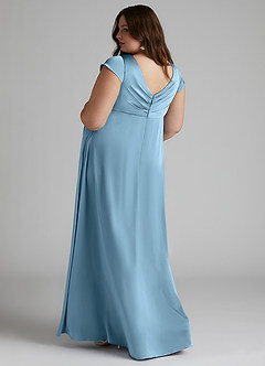 Azazie Allessia Brautjungfernkleider für Schwangere A-Linie Plissee Stretch-Satin Bodenlänge Kleid image9