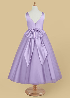 Azazie Marybell Flower Girl Dresses Lilac A-Line Bow Tulle Dress image6