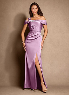 Azazie Altonia Mother of the Bride Dresses Wisteria Mermaid Off the Shoulder Stretch Satin Dress image4