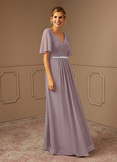 Azazie Tricia Mother of the Bride Dresses Dusk A-Line V-Neck Pleated Chiffon Dress image4