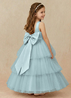 Azazie Margie Flower Girl Dresses Mist A-Line Bow Tulle Dress image4
