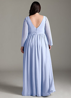 Azazie Teton Robes de demoiselle d'honneur de maternité Robe Trapèze Manche longue Longueur ras du sol Mousseline de soie image8