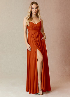 Azazie Reniya Final Sale Paprika A-Line Sweetheart Neckline Mesh Convertible Dress image4