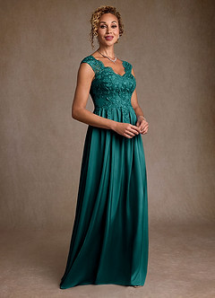 Azazie Amethyst Abiti per la Madre della Sposa Abito A-Line in Pizzo Verde Pavone image5