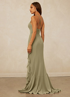 Christian Siriano Bridal for Azazie 1006 Bridesmaid Dresses Moss Green Mermaid Ruched Chiffon Dress image2