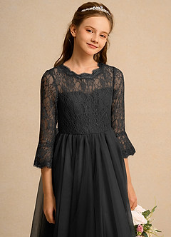 Azazie Lamb Girl vestidos de niña de las flores Vestido de Negro de Encaje de Princesa image5