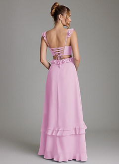 Azazie Malaya Bridesmaid Dresses Candy Pink A-Line Corset Chiffon Dress image2
