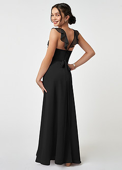 Azazie Emily Junior Black A-Line Ruched Chiffon Dress image4