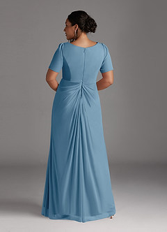 Azazie Bessie Mother of the Bride Dresses Steel Blue A-Line Pleated Mesh Dress image8