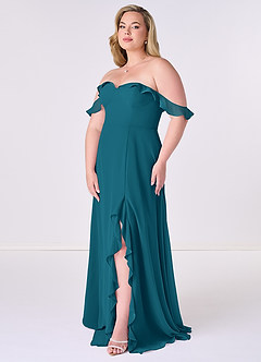 Barbie ♥ Azazie Bridesmaid Dresses Ink Blue A-Line Off the Shoulder Chiffon Convertible Dress image9