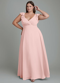 Azazie Leilani Bridesmaid Dresses Powder Pink A-Line Pleated Chiffon Dress image6
