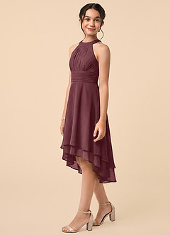 Azazie Linna Junior Sangria A-Line Pleated Chiffon Dress image3