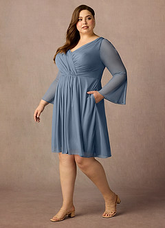 Azazie Teraso Final Sale Twilight A-Line Pleated Mesh Dress image11