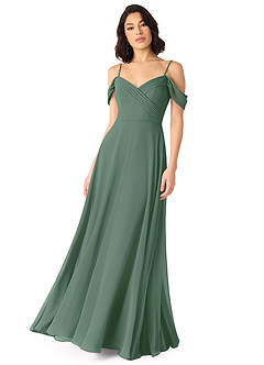 Azazie Tancie Bridesmaid Dresses Eucalyptus A-Line Off the Shoulder Chiffon Convertible Dress image1