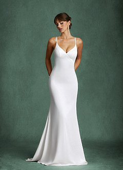 Azazie Angelina Vestidos de novia Vestido Diamante Blanco de Gasa de Corte Sirena image11