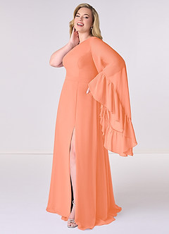 Barbie ♥ Azazie Bridesmaid Dresses Sunset A-Line Long Sleeve Chiffon Dress image9