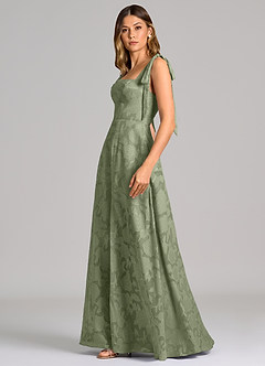 Azazie Debra Bridesmaid Dresses Pistachio A-Line with Pockets Floral Burnout Dress image3