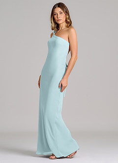 Azazie Monroe 신부 들러리 드레스 쉬스 한쪽 어깨 쉬폰 바닥 길이 드레스 image4