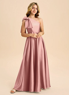 Azazie Penguin Junior Abito A-Line in Raso Elasticizzato Fiocco Rosetta image4